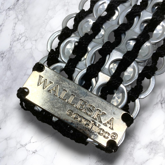 Vtg Walleska Ecochicc Waist Belt Lucite Scorpion Buckle Upcycled Soda Tab 44\